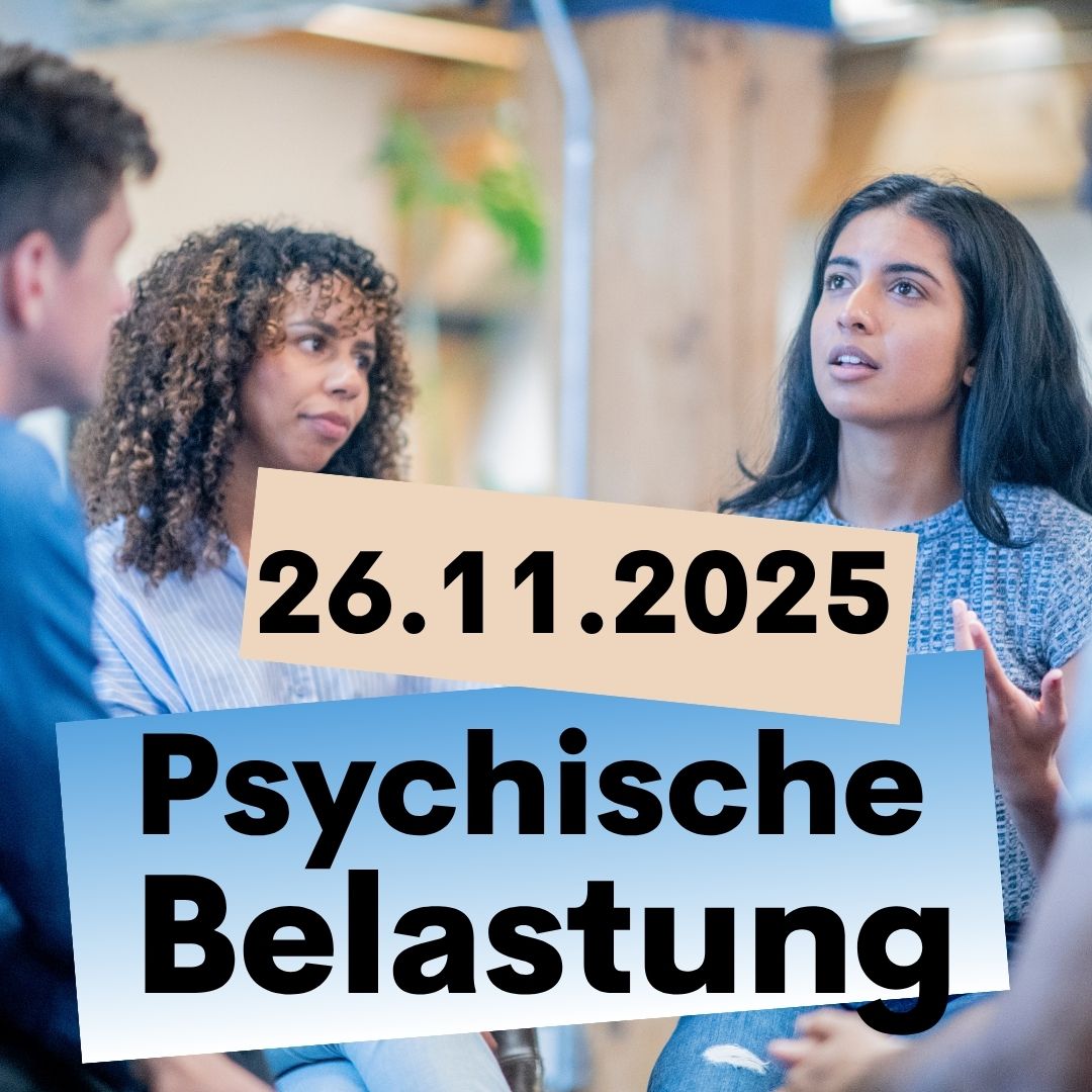 Psychische Belastung
Im Hintergrund sitzen mehrere Personen im Kreis